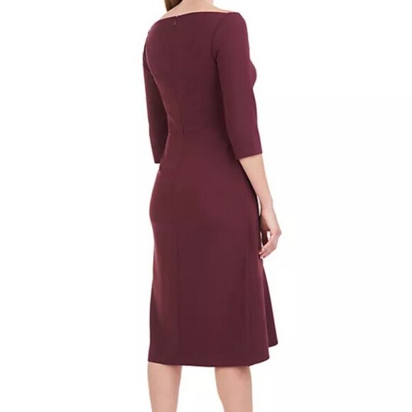 Kay Unger Molasses Brown Izzy Ruffle Side Slit Midi Dress *Less Belt* - Picture 3 of 3